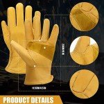 16 Pairs Cowhide Leather Gardening Gloves for Men