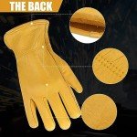 16 Pairs Cowhide Leather Gardening Gloves for Men