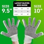 PVC Dotted Cotton Gloves - 12 Pairs, 10 Inch