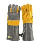 Premium Leather Heat Resistant BBQ & Fireplace Gloves