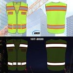 High Visibility Reflective Safety Vest with Pockets