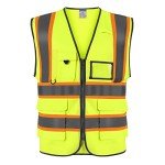 High Visibility Safety Vest with Pockets and Reflective Strips