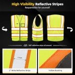 High Visibility Safety Vest with Pockets and Reflective Strips