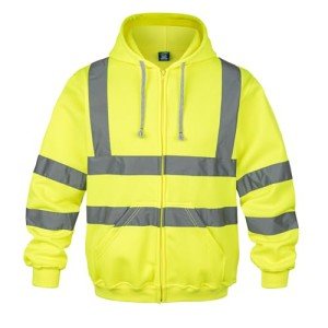 Men's Hi-Vis Reflective Zip Hoodie - Yellow XXL