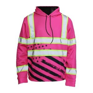 Pink and Black USA Flag HiVis Safety Hoodie