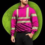 Pink and Black USA Flag HiVis Safety Hoodie