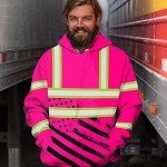 Pink and Black USA Flag HiVis Safety Hoodie