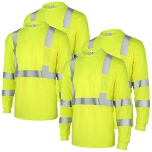 High Visibility Long Sleeve Safety Shirts - 4 Pack
