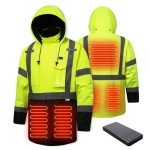 Men's Hi-Visibility Heated Jacket with Detachable Hood