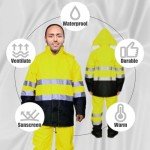 Hi-Vis Waterproof Rain Jacket for Men and Women