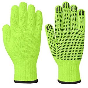 High Visibility Cotton Grip Safety Work Gloves