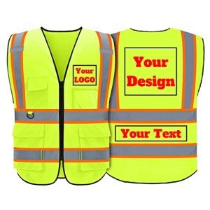 Custom Reflective Safety Vest with Pockets - Yellow
