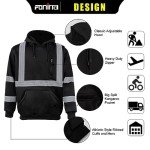 Men's High Visibility Safety Fleece Hoodie, Black XL