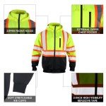 Men's High Visibility Safety Hoodie with Detachable Hood