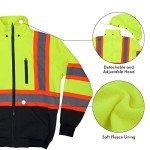 Men's High Visibility Safety Hoodie with Detachable Hood