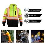 Men's High Visibility Safety Hoodie with Detachable Hood