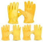 Heavy Duty Cowhide Leather Work Gloves – 3 Pairs