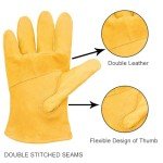 Heavy Duty Cowhide Leather Work Gloves – 3 Pairs