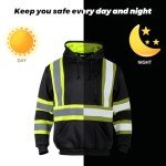 Hi-Vis Reflective Fleece Hoodie for Men, XL