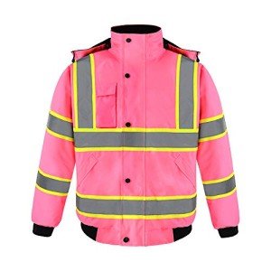 Hi-Viz Waterproof Bomber Jacket with Detachable Hood