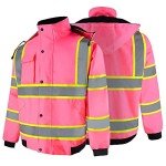 Hi-Viz Waterproof Bomber Jacket with Detachable Hood