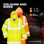 Men's Hi Vis Waterproof Raincoat with Hood - Yellow