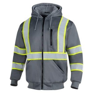 Men's High Visibility Reflective Safety Hoodie, Grey