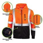 High Visibility Hoodie Sweater - Orange, ANSI Approved