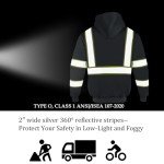 Men's High Visibility Reflective Safety Hoodie, Grey