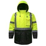 High Visibility Waterproof Safety Jacket with Hood