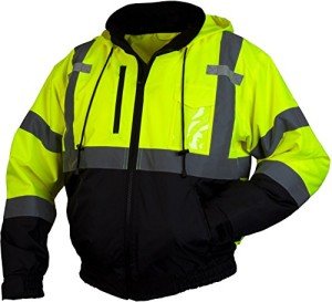 Waterproof Class 3 Fleece Safety Bomber Jacket, Lime