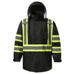 Men's Waterproof Reflective Rain Jacket - Hi Vis