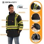Men's Waterproof Reflective Rain Jacket - Hi Vis