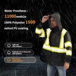 Men's Waterproof Reflective Rain Jacket - Hi Vis