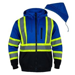 Men's High Visibility Reflective Hoodie with Detachable Hood