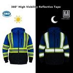 Men's High Visibility Reflective Hoodie with Detachable Hood