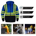 Men's High Visibility Reflective Hoodie with Detachable Hood