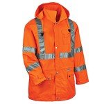 High Visibility Orange Rain Jacket, ANSI Compliant