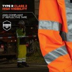 High Visibility Orange Rain Jacket, ANSI Compliant