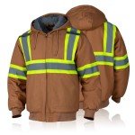 Men's High Visibility Waterproof Work Jacket, Brown