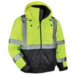 ANSI Compliant Reflective Winter Bomber Jacket - Lime
