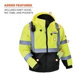 ANSI Compliant Reflective Winter Bomber Jacket - Lime