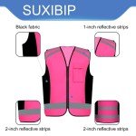 Pink Hi-Vis Safety Vest with Reflective Strips