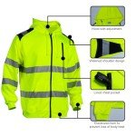 Men's Hi-Vis Reflective Zip Hoodie, Yellow