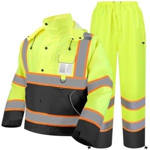 Hi-Vis Waterproof Rain Jacket and Pants Set