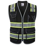 Hi-Vis Black Safety Vest with 9 Pockets