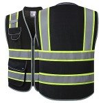 Hi-Vis Black Safety Vest with 9 Pockets