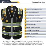 Hi-Vis Black Safety Vest with 9 Pockets