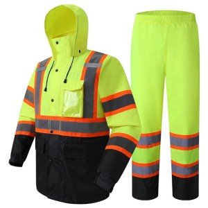 Hi-Vis Waterproof Rain Jacket and Pants Set