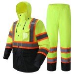 Hi-Vis Waterproof Rain Jacket and Pants Set